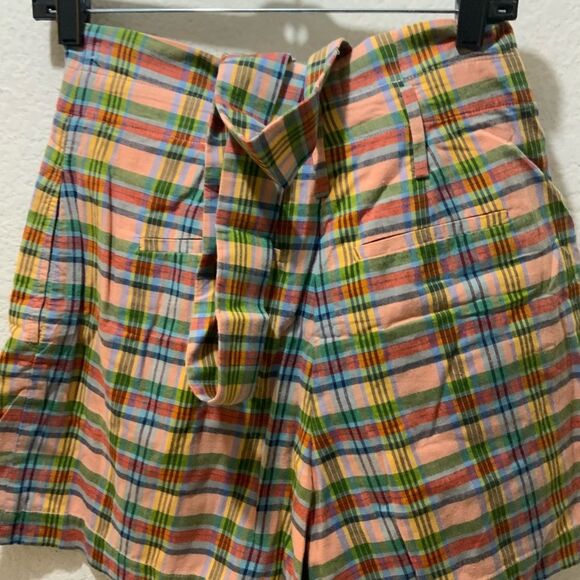 J. Crew plaid pleated high waist shorts with belt and wide legs 2 NWOT - Picture 4 of 6